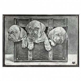 Картина на коже Three Dogs In The Trunk