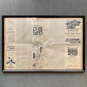 Винтажная газета в раме Vintage Times, Nov 12, 1928