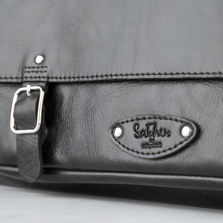Чёрная кожаная мужская сумка Сечел Satchel Messenger Bag, Bowler Black
