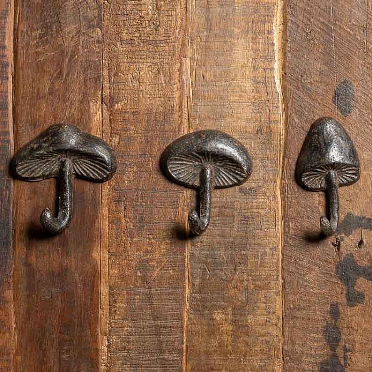 Set Of 3 Hooks Mushrooms Cast Iron