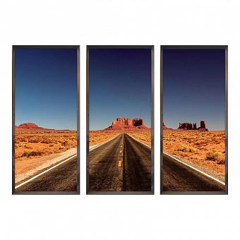 Модульный фото-принт Set Of 3 Monument Valley, Pewter Frame