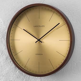 Настенные часы Wooden Cased Gold Metal Dial Wall Clock