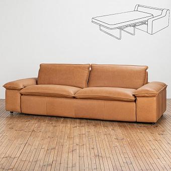 Раскладной трёхместный диван Christopher 3 Seater Bed натуральная кожа Freehand Tipped Camel