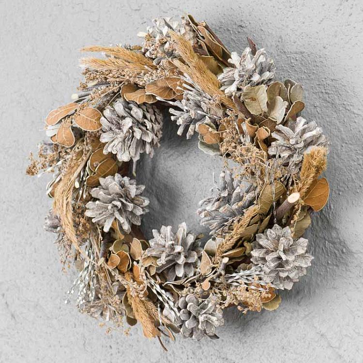 Dried Leaves And Grasses Cone Wreath 30 cm