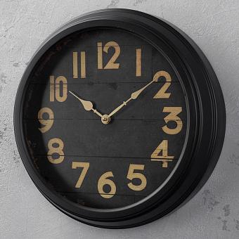 Настенные часы Black Clock With Wood Face