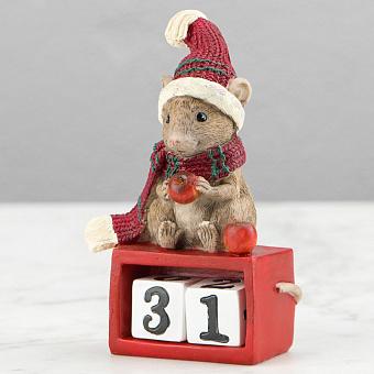 Новогодняя фигурка Xmas Mouse On Calendar Red 14,5 cm