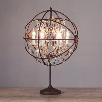 Настольная лампа Gyro Crystal Table Lamp хрусталь и металл Clear Crystal and Antique Rust