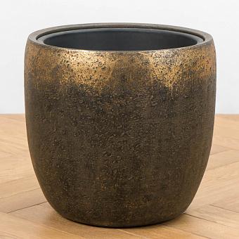 Кашпо Effectory Metal Bowl Pot Rough Gold Patina Medium