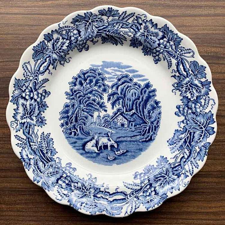 Vintage Plate Blue White Medium 2