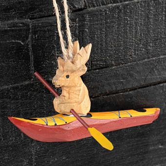 Подвесное украшение Hanging Wooden Reindeer In Kayak 15 cm
