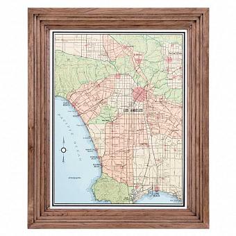 Картина-принт Classic Map Los Angeles, Weathered Oak дуб Weathered Oak