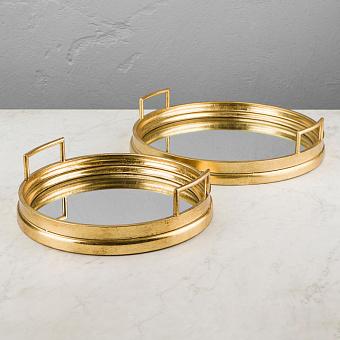 Набор из 2-х подносов Set Of 2 Trays Mirror Antique Gold