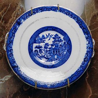 Винтажная тарелка Vintage Plate Blue White Large 26