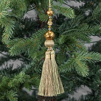 Новогодняя подвеска Beads Pendant With Tassel Gold Green 19 cm