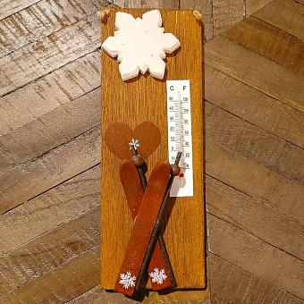 Настенный термометр Wooden Thermometer With Ski And Snowflakes 24 cm discount7