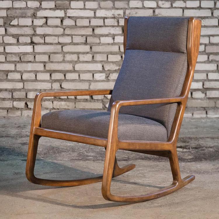 Кресло-качалка Канзас, серая ткань Rocking Chair Kansas Grey Fabric