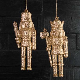 Набор из 2-х ёлочных игрушек Set Of 2 Glitter Nutcrackers Gold 13 cm