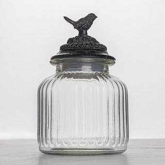 Ёмкость для хранения Glass Jar Round With Cork Metal Bird