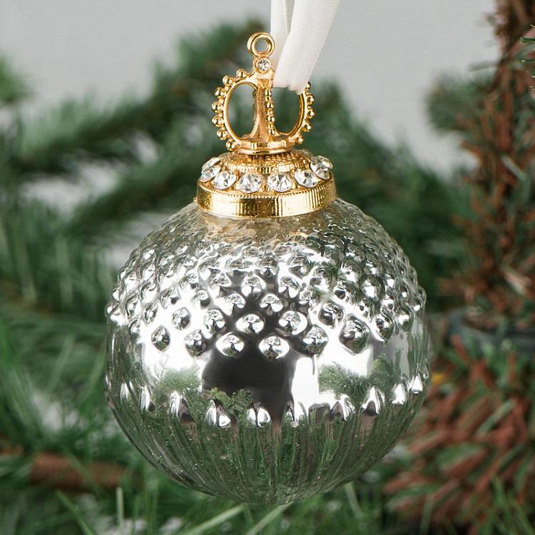 Silver Ball With Ornament 8 cm