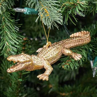 Ёлочная игрушка Hanger Crocodile Gold 16 cm