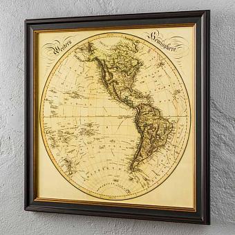 Винтажная картина-принт Vintage Maps Western Hemisphere 1831, MP3 Frame