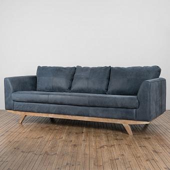 Трёхместный диван Patrick 3 Seater, Oak Sandwashed натуральная кожа Evening Blue