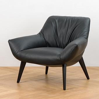Кресло Belfiore Low Back Armchair, Carbon Oak натуральная кожа Genuine Nero