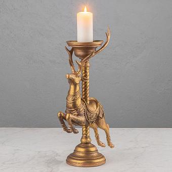 Подсвечник Antique Carousel Deer Candle Holder Gold