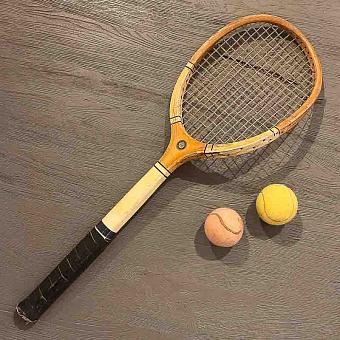 Винтажная теннисная ракетка и мяч Vintage Tennis Racket And Ball 15