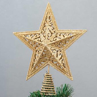 Верхушка на ёлку Glitter Filigree Star Tree Topper Gold 26,5 cm