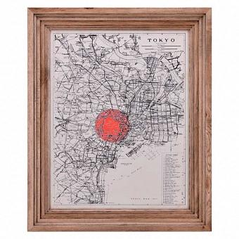 Картина-принт Classic Map Tokyo, Weathered Oak дуб Weathered Oak
