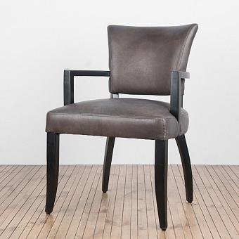 Стул Mimi Dining Chair With Arms, Black Wood натуральная кожа Destroyed Black