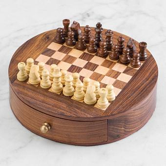 Шахматы Chess Game In Round Wooden Box