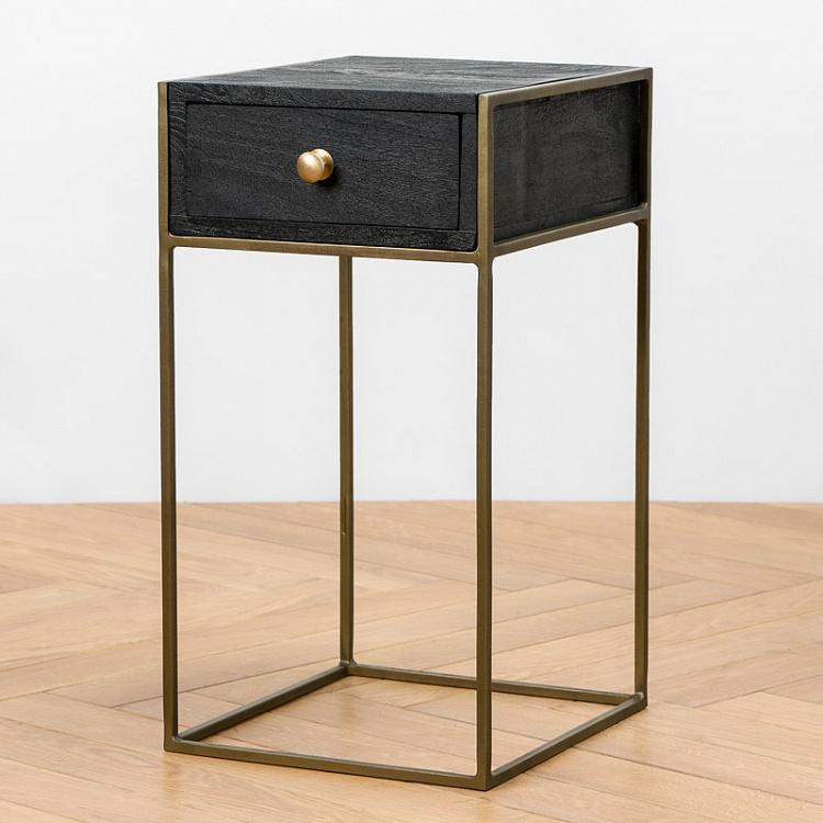 Black Bedside Table With Drawer