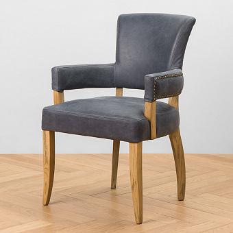 Стул Newport Dining Chair, Oak Brown натуральная кожа Evening Blue