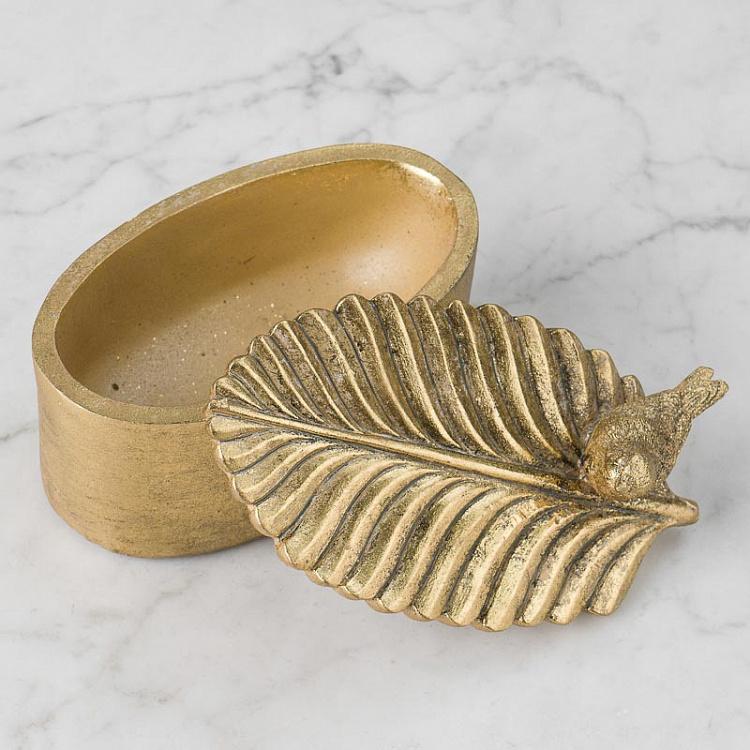 Oval Box With Bird On Leaf Lid discount