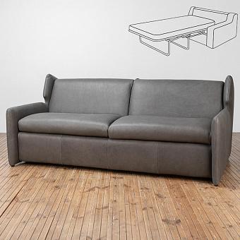 Раскладной трёхместный диван Burton 3 Seater Bed натуральная кожа Freehand Tipped Graphite