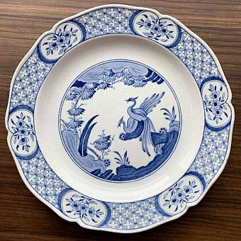 Винтажная тарелка Vintage Plate Blue White Large 17