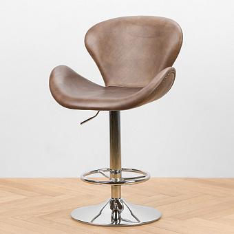Барный стул Mixology Barstool PF натуральная кожа Grey Brown Grain