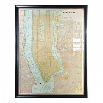 Картина-принт Map New York Large дуб Black Oak