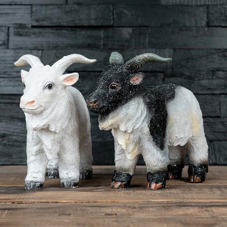 Набор из двух новогодних фигурок Козлы Set Of 2 Standing Goats White/Black 27 cm