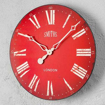 Настенные часы Antique Style Smiths Wall Clock Red