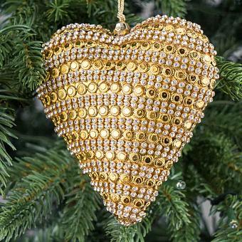 Heart With Crystals Gold 11 cm