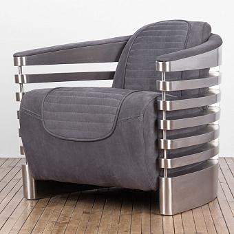 Кресло Mars Armchair MK5, Brushed Steel натуральная кожа Aussie Royal Grey