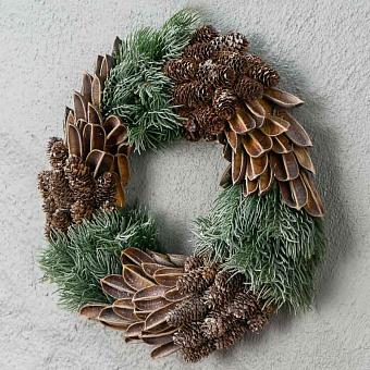 Венок Frost Pinecone Wreath Brown Green 34 cm