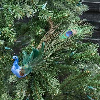 Ёлочная игрушка Feather Open Tail Peacock On Clip Green/Blue 25,5 cm