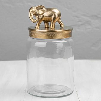 Ёмкость для хранения Decorative Jar With Elephant Figure Gold discount