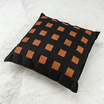 Декоративная подушка Black Felt And Faux Leather Cushion