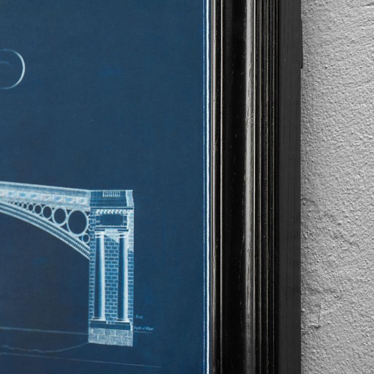 Картина-принт Лондонский мост с синим фоном, L Architectural London Bridge Blue Print Large