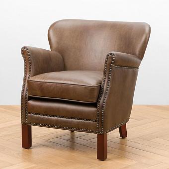Кресло Cabin Chair, Maroon Brown Oak PF натуральная кожа Distressed Whiskey Grain